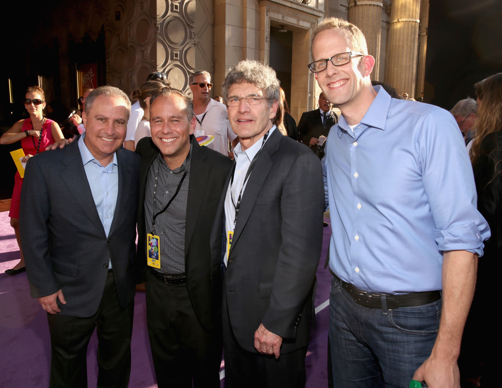 HOLLYWOOD, CA - JUNE 08: (L-R) President, The Walt Disney Studios, Alan Bergman, producer Jonas Rivera, Chairman of The Walt Disney Studios, Alan Horn and director/writer/screenwriter Pete Docter attend the Los Angeles Premiere and Party for Disney?Pixar?s INSIDE OUT at El Capitan Theatre on June 8, 2015 in Hollywood, California.  (Photo by Jesse Grant/Getty Images for Disney) *** Local Caption *** Alan Bergman; Jonas Rivera; Alan Horn; Pete Docter