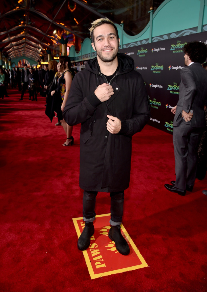 HOLLYWOOD, CA - FEBRUARY 17: Musician Pete Wentz of Fall Out Boy attends the Los Angeles premiere of Walt Disney Animation Studios' "Zootopia" on February 17, 2016 in Hollywood, California. (Photo by Alberto E. Rodriguez/Getty Images for Disney) *** Local Caption *** Pete Wentz