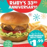 Ruby’s Celebrates its 33rd Anniversary with $1.99 Burgers | @RubysDiner #Rubys33rd