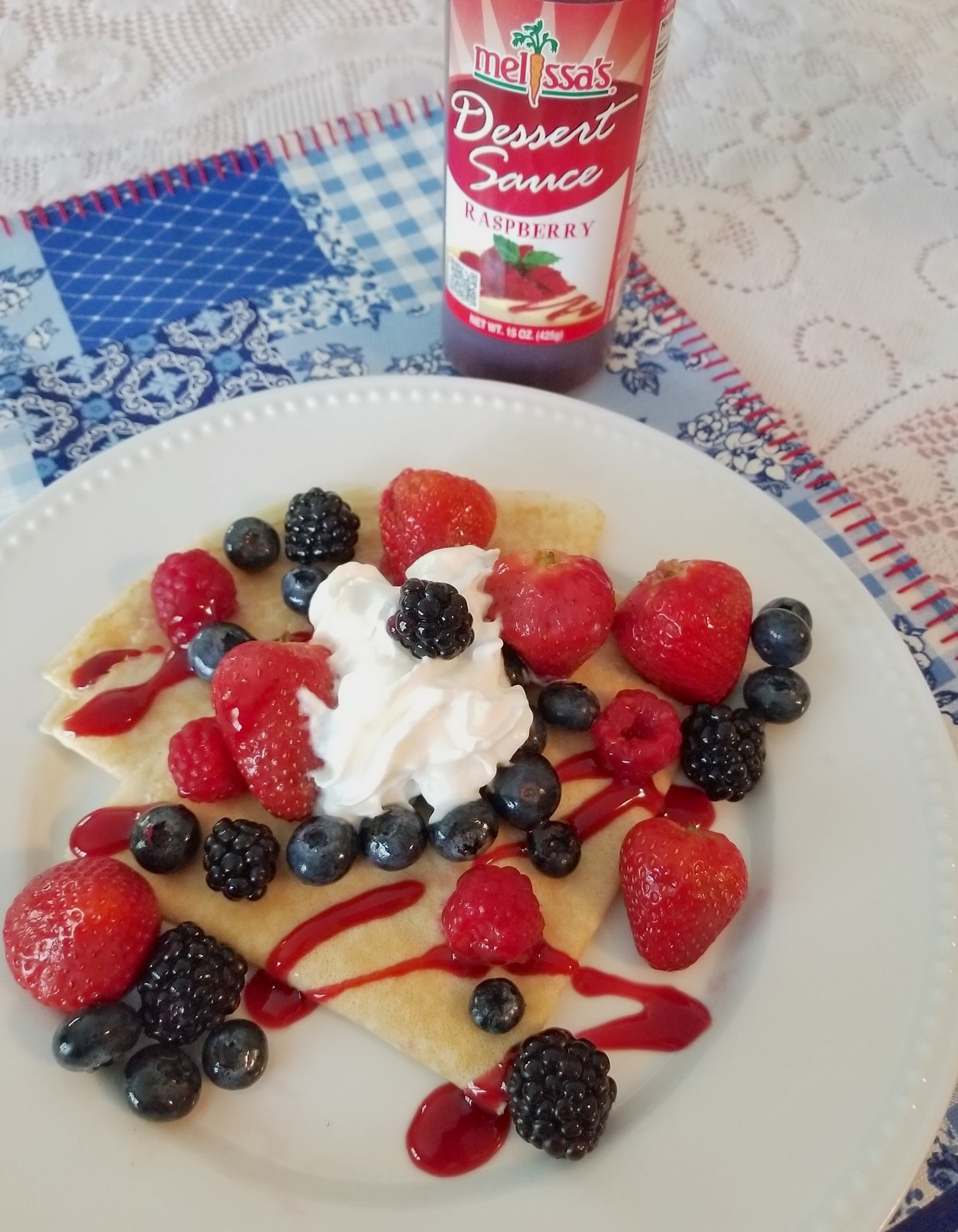 Mother's Day Berry Crepes! Strawberries, raspberries, blueberries