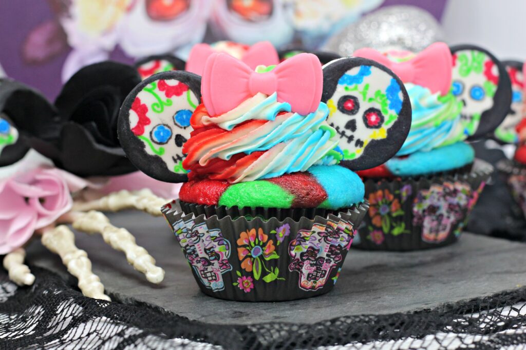 Sugar Skull Minnie Mouse Cupcakes