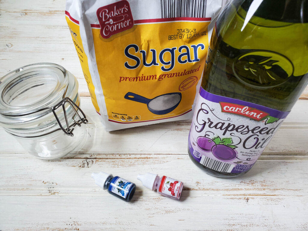 Red, White an Blue Sugar Scrub Ingredients