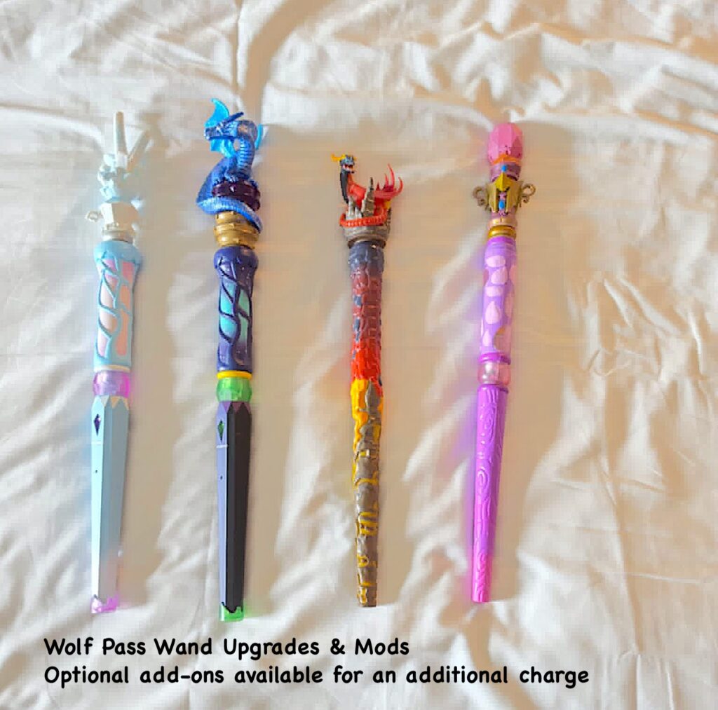 Wolf Pass Wand Upgrades and Mods. Optional add-ons available for an additional charge with the Wolf Pass at Great Wolf Lodge